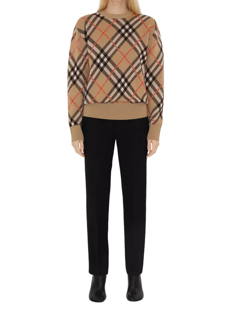 Check Wool Mohair Blend Sweater