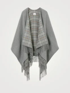 Check Wool Reversible Cape