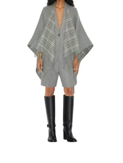 Check Wool Reversible Cape