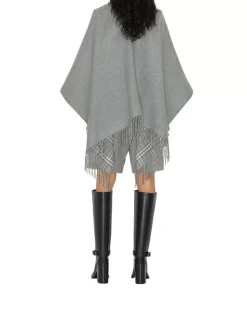 Check Wool Reversible Cape