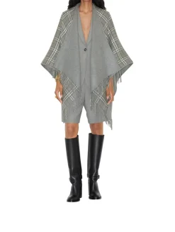Check Wool Reversible Cape
