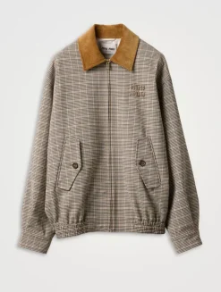 Checked Double Weave Blouson Jacket