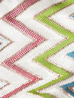 Chevron Lamé One-Shoulder Bikini Set