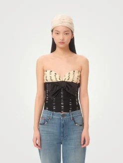 Chiffon Strapless Top In Plusdepois Print