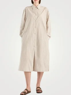 Chihiro Cotton Shirt Dress In Stripe Print