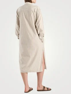 Chihiro Cotton Shirt Dress In Stripe Print