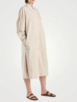 Chihiro Cotton Shirt Dress In Stripe Print