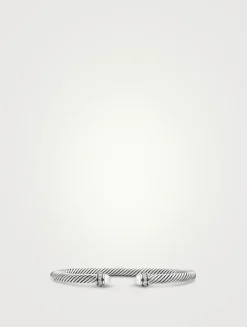 Classic Cable Bracelet In Sterling Silver With Pearls And Diamonds, 4mm