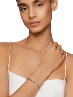 Classic Cable Bracelet In Sterling Silver With Morganite And Diamonds, 4mm