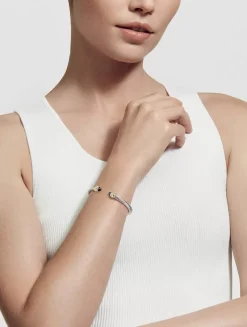 Classic Cable Bracelet In Sterling Silver With 14k Yellow Gold And Turquoise, 5mm