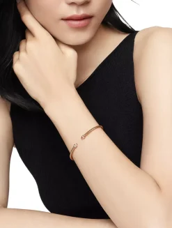 Classic Cablespira® Bracelet In 18k Rose Gold With Morganite And Diamonds, 3mm