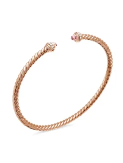 Classic Cablespira® Bracelet In 18k Rose Gold With Morganite And Diamonds, 3mm