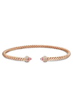Classic Cablespira® Bracelet In 18k Rose Gold With Morganite And Diamonds, 3mm