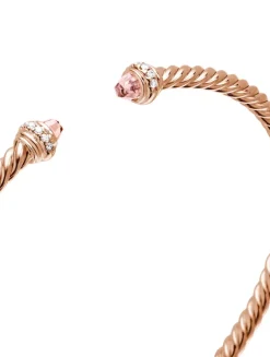 Classic Cablespira® Bracelet In 18k Rose Gold With Morganite And Diamonds, 3mm