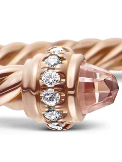 Classic Cablespira® Bracelet In 18k Rose Gold With Morganite And Diamonds, 3mm