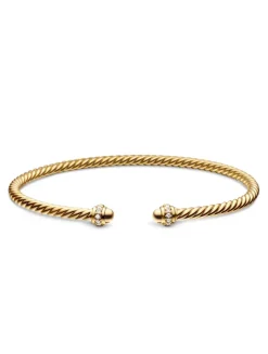 Classic Cablespira® Bracelet In 18k Yellow Gold With Diamonds, 3mm