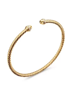 Classic Cablespira® Bracelet In 18k Yellow Gold With Diamonds, 3mm