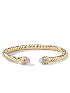 Classic Cablespira® Bracelet In 18k Yellow Gold With Diamonds, 5mm