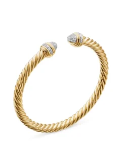 Classic Cablespira® Bracelet In 18k Yellow Gold With Diamonds, 5mm