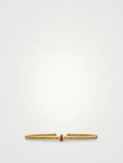 Classic Cablespira® Station Bracelet In 18k Yellow Gold With Pavé Rubies, 3mm