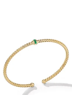 Classic Cablespira® Station Bracelet In 18k Yellow Gold With Pavé Rubies, 3mm