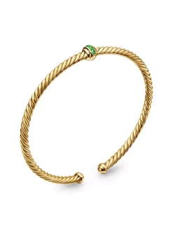 Classic Cablespira® Station Bracelet In 18k Yellow Gold With Pavé Rubies, 3mm