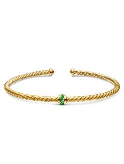 Classic Cablespira® Station Bracelet In 18k Yellow Gold With Pavé Rubies, 3mm