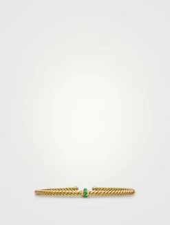 Classic Cablespira® Station Bracelet In 18k Yellow Gold With Pavé Emeralds, 3mm