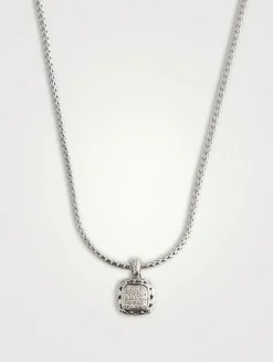 Classic Chain Silver Enhancer Necklace With Pavé Diamonds