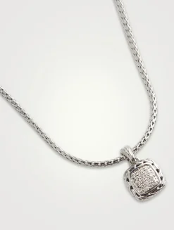 Classic Chain Silver Enhancer Necklace With Pavé Diamonds