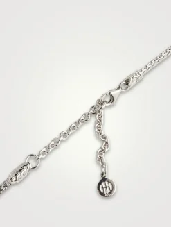 Classic Chain Silver Enhancer Necklace With Pavé Diamonds