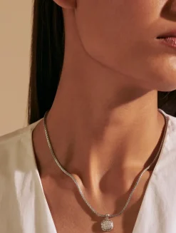 Classic Chain Sterling Silver Enhancer Necklace With Pavé Diamonds