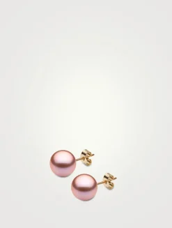 Classic 18K Gold 9mm Pearl Stud Earrings