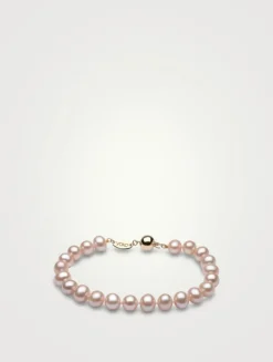 Classic 18K Gold Pink Freshwater Pearl Bracelet