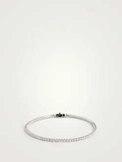 Classic 18K White Gold Four-Prong Line Bracelet With Diamonds
