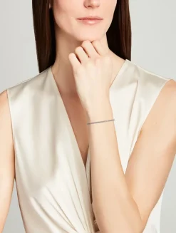 Classic 18K White Gold Four-Prong Line Bracelet With Diamonds