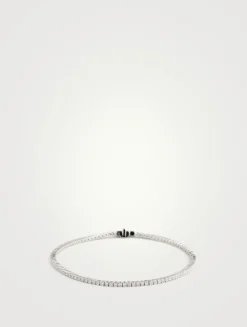 Classic 18K White Gold Four-Prong Line Bracelet With Diamonds