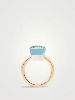 Classic Nudo 18K White And Rose Gold Ring With Sky Blue Topaz