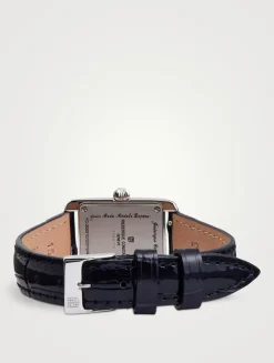 Classics Carrée Croc-Embossed Leather Strap Watch