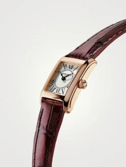 Classics Carrée Rose Gold-Tone Stainless Steel Leather Strap Watch