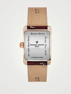 Classics Carrée Rose Gold-Tone Stainless Steel Leather Strap Watch