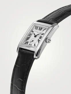 Classics Carrée Stainless Steel Croc-Embossed Leather Strap Watch