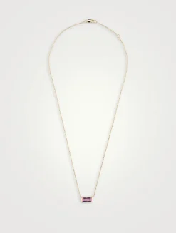 Classique Carré 14K Gold Baguette Necklace With Pink Sapphire