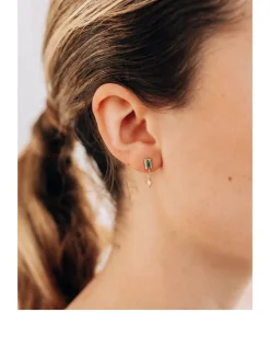 Classique 14K Gold Carré Chain Earrings With Emeralds And Diamonds