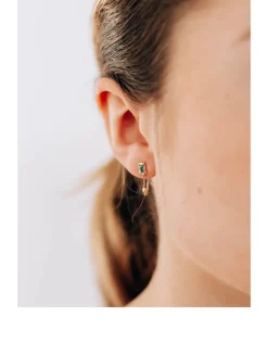 Classique 14K Gold Carré Chain Earrings With Emeralds And Diamonds