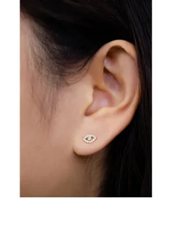 Classique 14K Gold Evil Eye Stud Earring With Pavé Diamonds