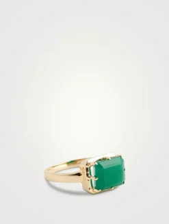 Cléo Daniela 14K Gold Emerald Cut Ring With Green Onyx