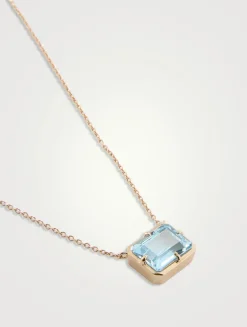 Cléo Grande 14K Gold Chain Necklace With Blue Topaz