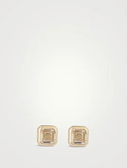 Cléo Jaeda 14K Gold Square Stud Earrings With Topaz