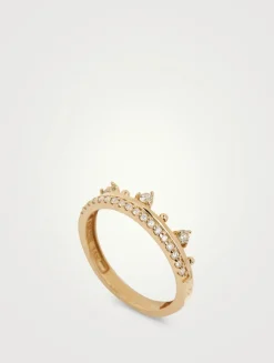Cléo 14K Gold Pavé Crown Ring With Diamonds